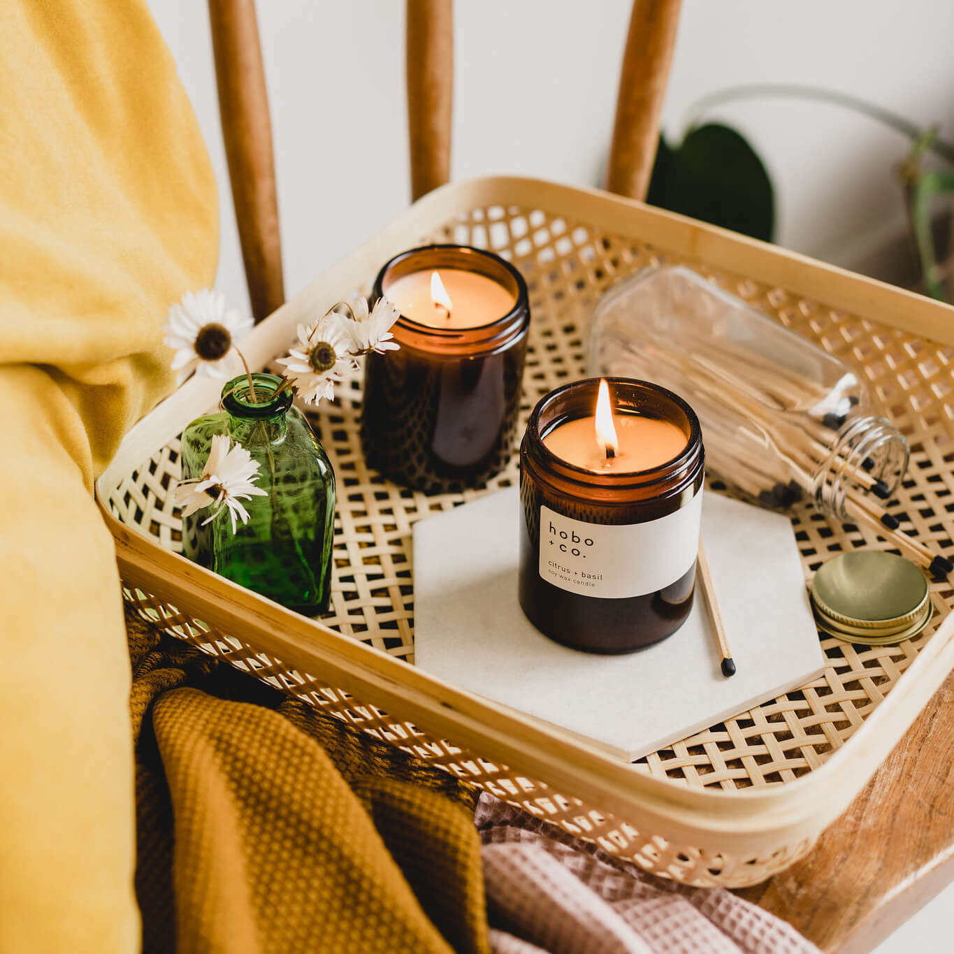 Citrus & Basil Scented Candle by Hobo & Co.