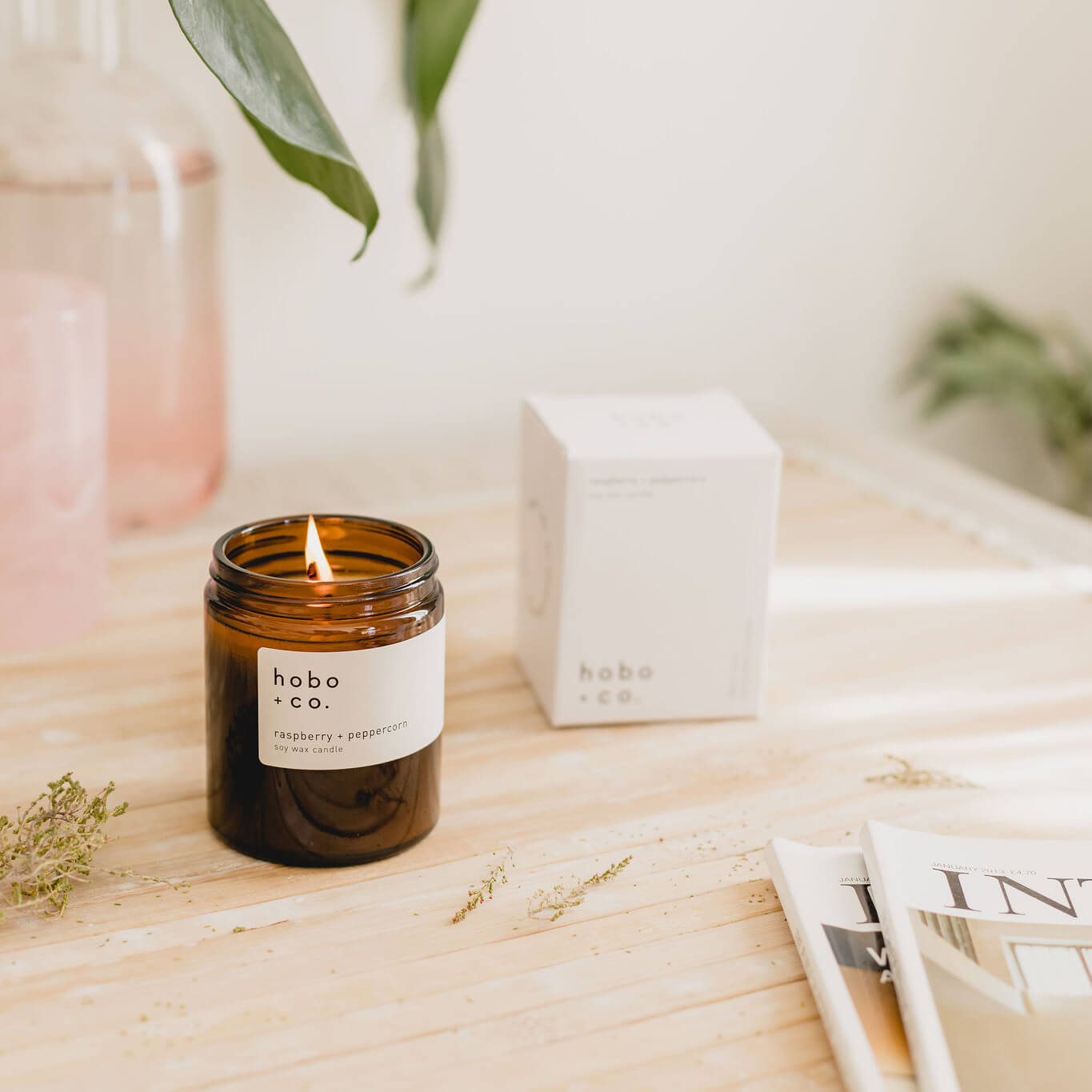 Raspberry & Peppercorn Scented Candle by Hobo & Co.
