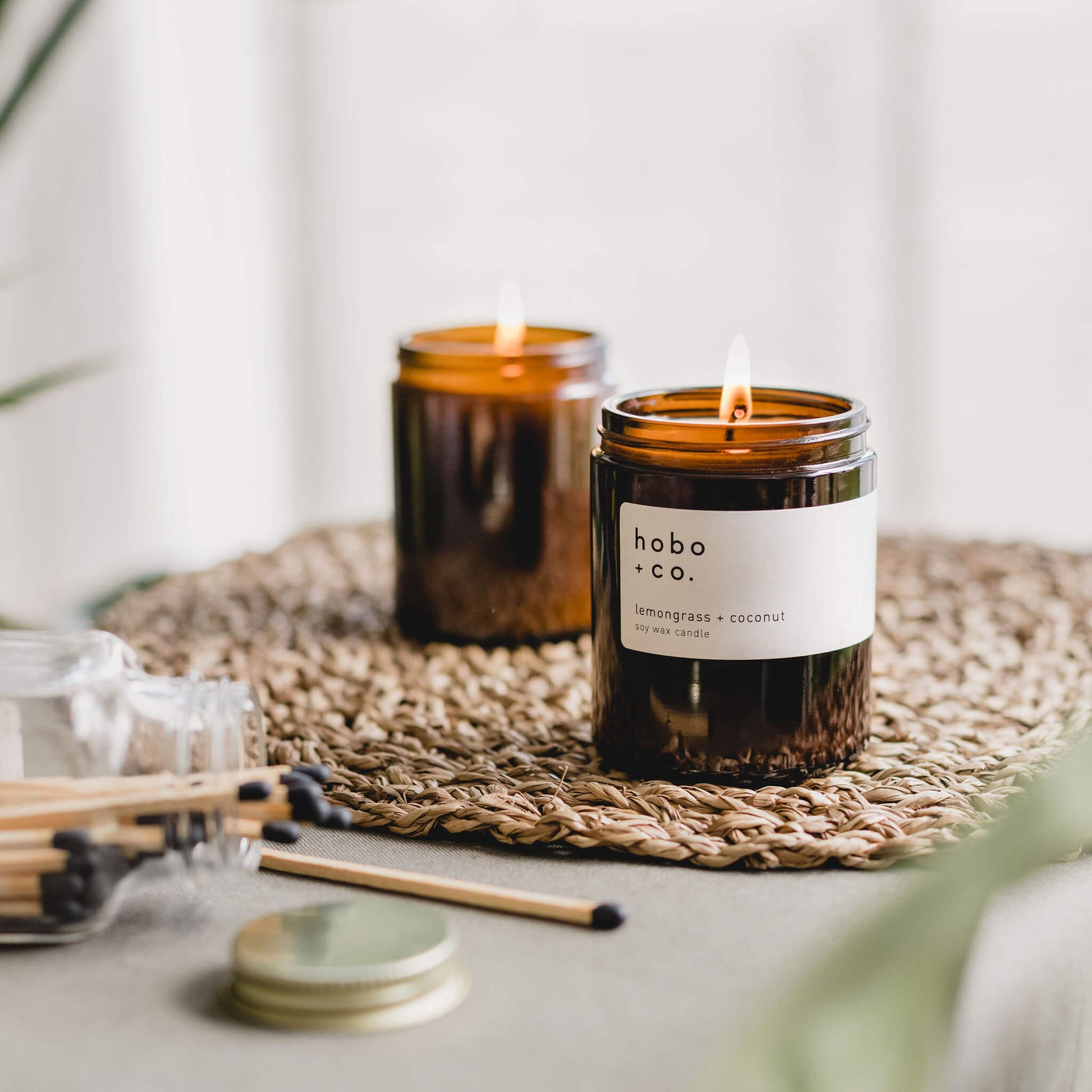Lemongrass & Coconut Scented Candle by Hobo & Co.