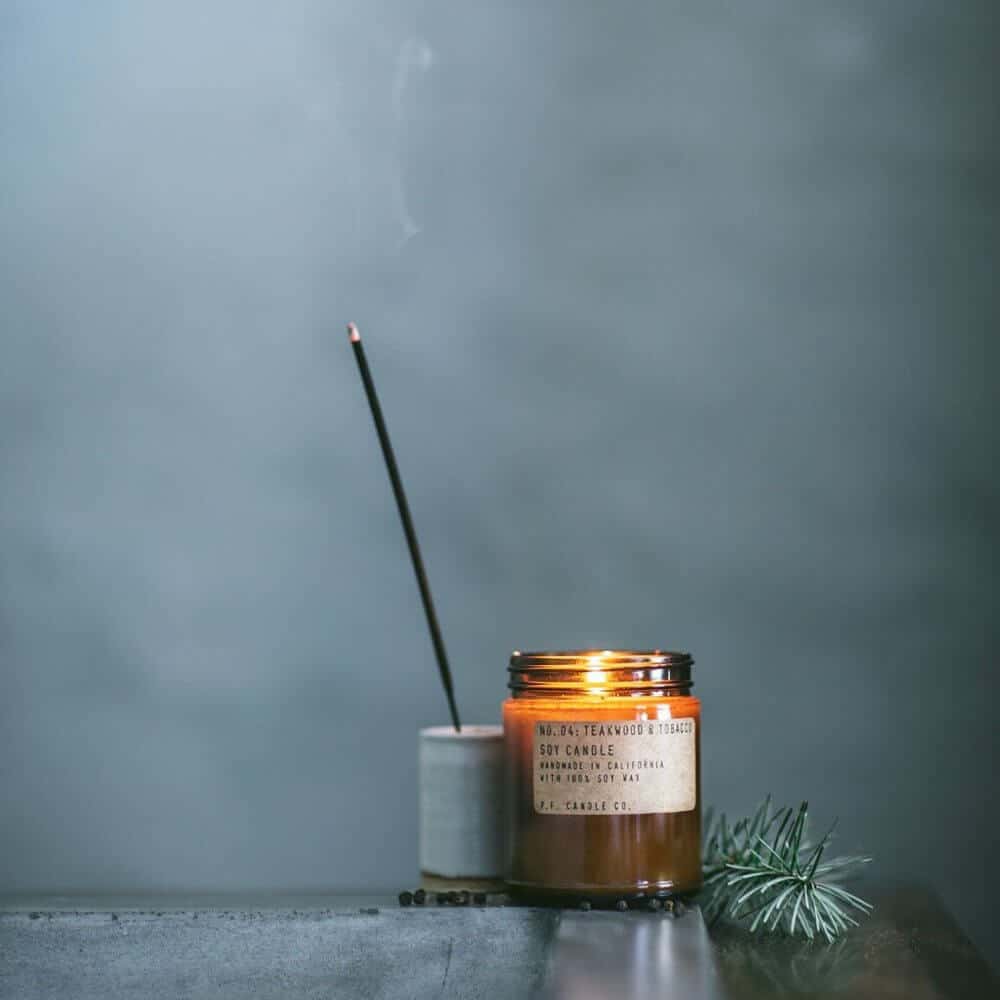 Teakwood & Tobacco Scented Candle by P.F. Candle Co