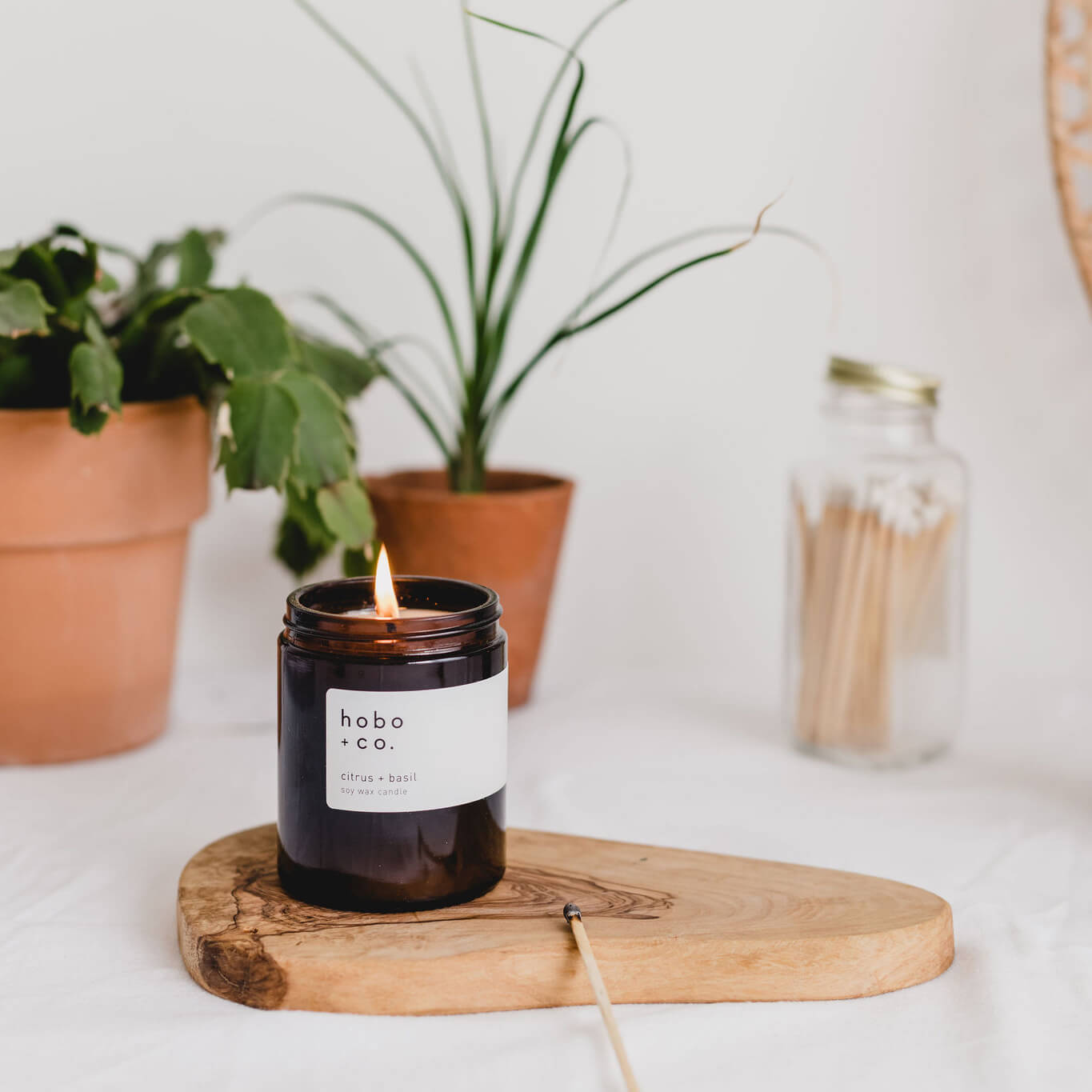 Citrus & Basil Scented Candle by Hobo & Co.