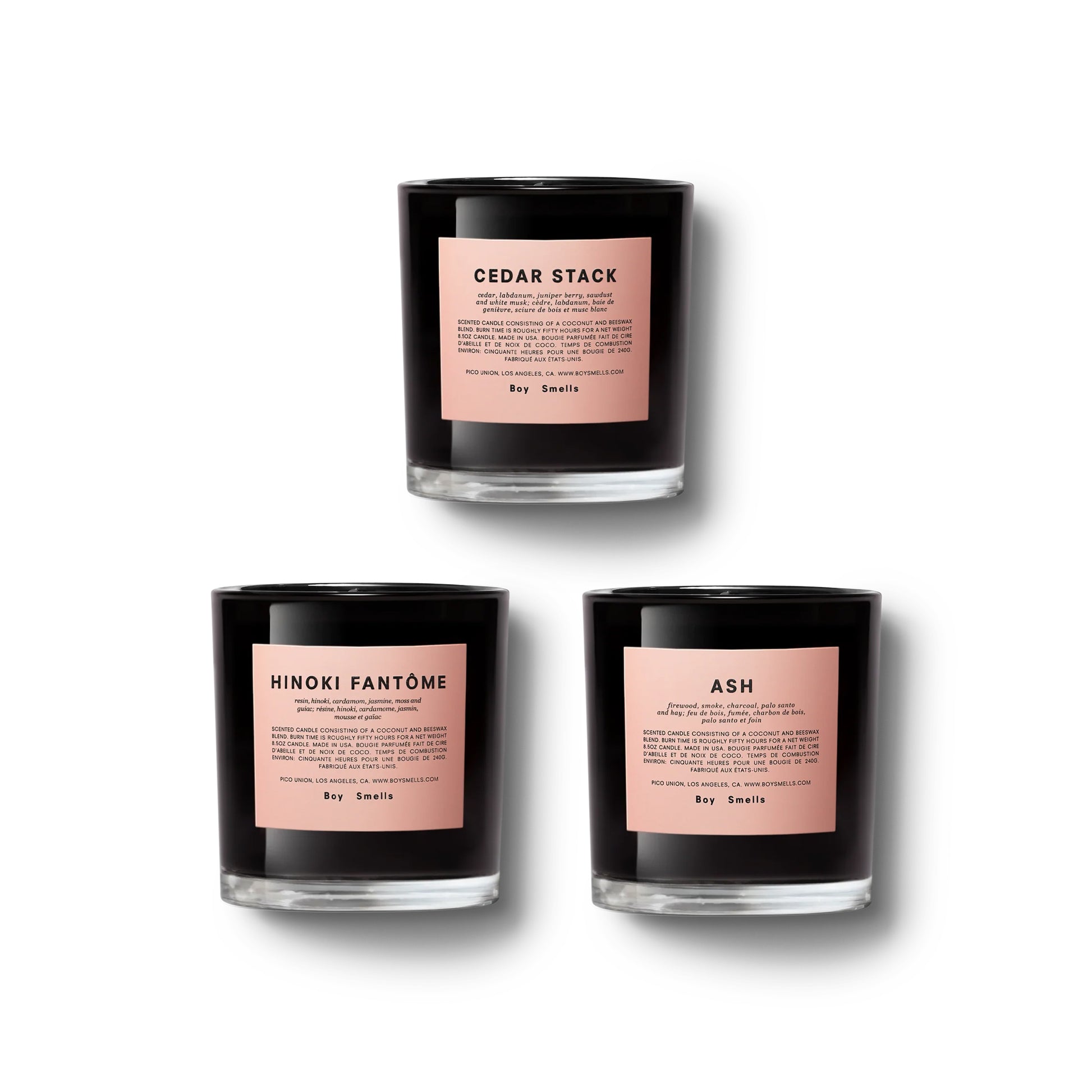 Boy Smells Cedar Stack, Hinoki Fantome & St. Al Gift Set - Osmology Scented Candles & Home Fragrance